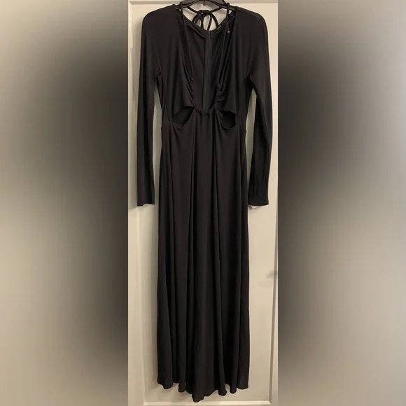 Proenza Schouler Halter Neck Cutout Matte Jersey Maxi Dress Black Size 10 NWT